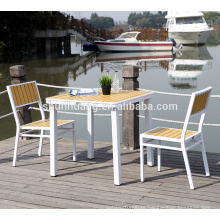 Modern leisure plastic wood outdoor furniture patio wooden table and chair set